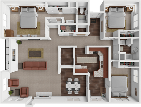 Floor plan for 3 beds, 2 baths, 1875 sqft