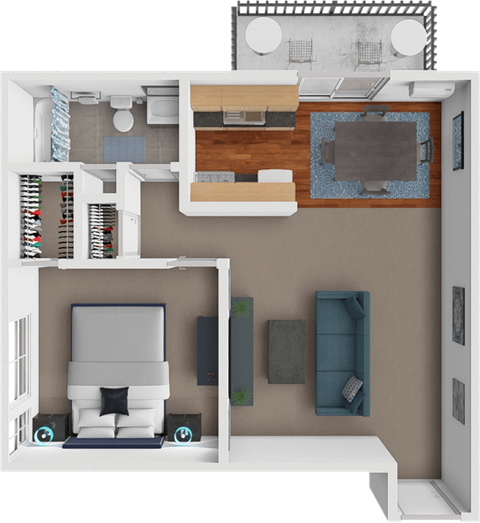 Floor plan for 1 bed, 1 bath, 650 sqft