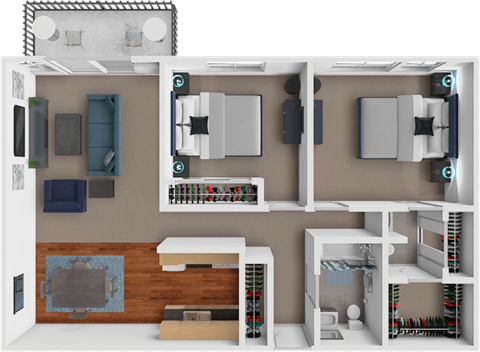 Floor plan for 2 beds, 1.5 baths, 1040 sqft