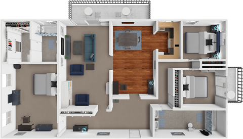 Floor plan for 3 beds, 2 baths, 1767 sqft