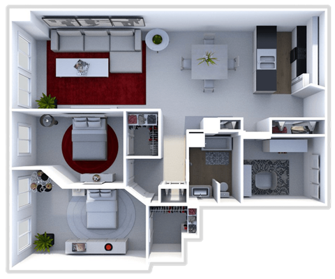 Floor plan for 2 beds, 1 bath, 1503 sqft