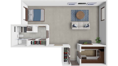 Floor plan for studio, 1 bath, 465 sqft