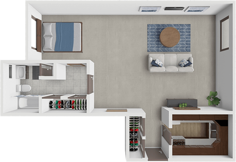 Floor plan for studio, 1 bath, 465 sqft