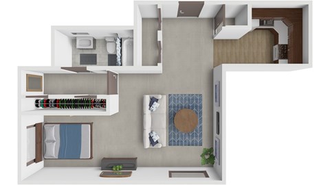 Floor plan for studio, 1 bath, 500 sqft
