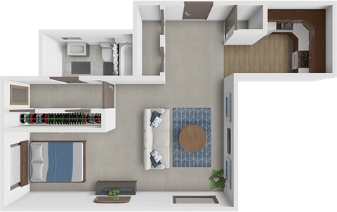 Floor plan for studio, 1 bath, 500 sqft