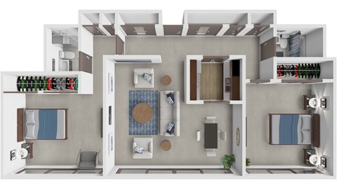 Floor plan for 2 beds, 2 baths, 1150 sqft