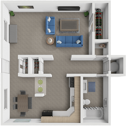 Floor plan for studio, 1 bath, 570 sqft