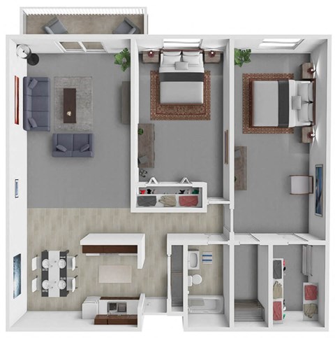 Floor plan for 2 beds, 1 bath, 928 sqft