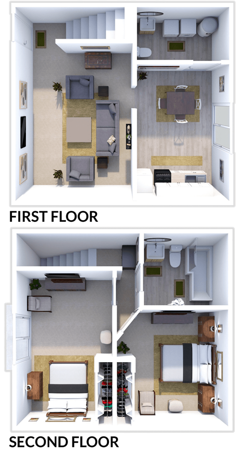 Floor plan for 2 beds, 1 bath, 850 sqft