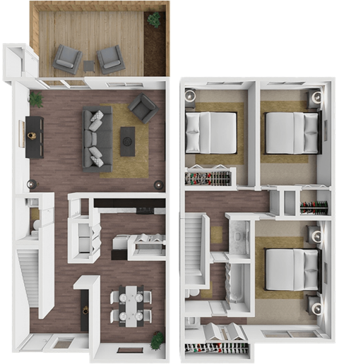 Floor plan for 3 beds, 1.5 baths, 1270 sqft