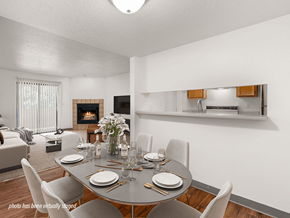 Albuquerque apartment for rent - A dining room with a table set for a meal.