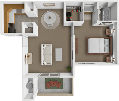 Floor plan for 1 bed, 1 bath, 575 sqft