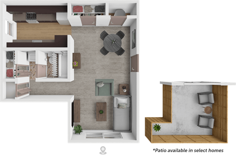 Floor plan for studio, 1 bath, 457 sqft