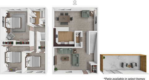 Floor plan for 3 beds, 1.5 baths, 1220 sqft