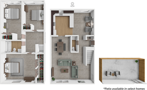 Floor plan for 3 beds, 1.5 baths, 1380 sqft