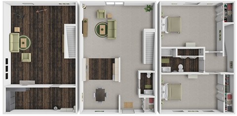 Floor plan for 2 beds, 1.5 baths, 1600 sqft