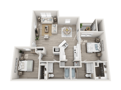 Floor plan for 2 beds, 2 baths, 1160 sqft