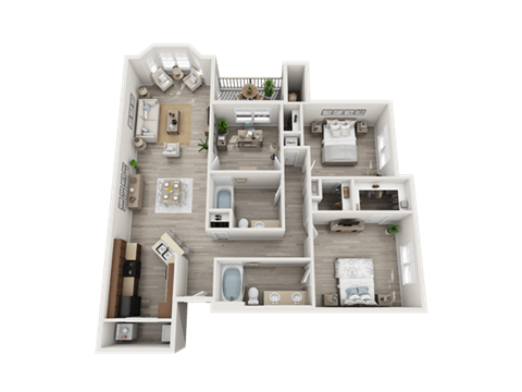 Floor plan for 2 beds, 2 baths, 1426 sqft