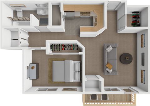 Floor plan for 1 bed, 1 bath, 690 sqft