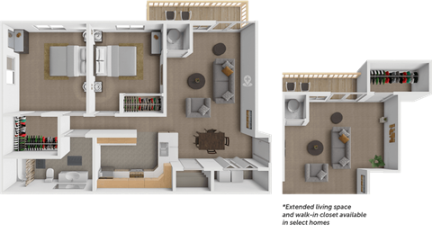Floor plan for 2 beds, 1 bath, 920 sqft