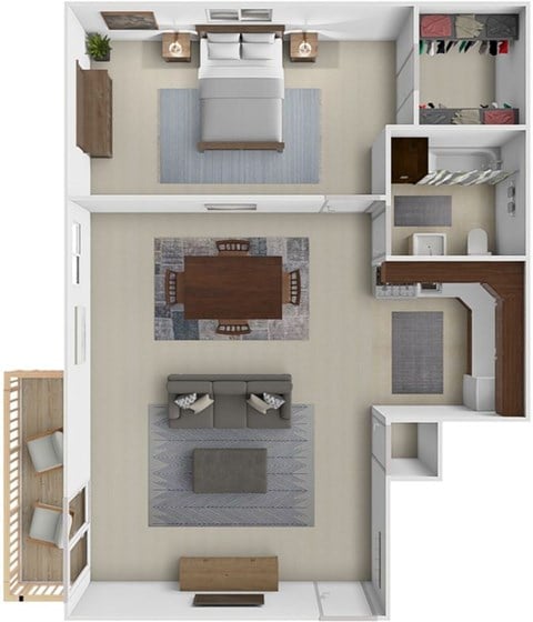 Floor plan for 1 bed, 1 bath, 812 sqft