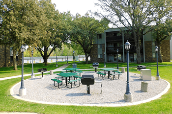 Picnic area with tree arbor