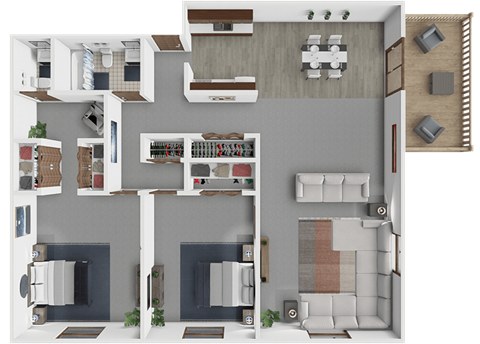 Floor plan for 2 beds, 1.5 baths