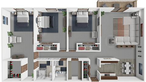 Floor plan for 3 beds, 2 baths, 1370 sqft