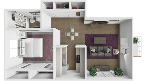 Floor plan for 1 bed, 1 bath, 700 sqft
