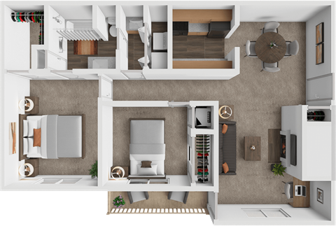 Floor plan for 2 beds, 1 bath, 936 sqft