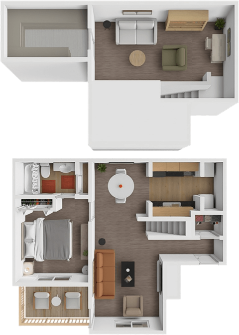 Floor plan for 1 bed, 1 bath, 875 sqft
