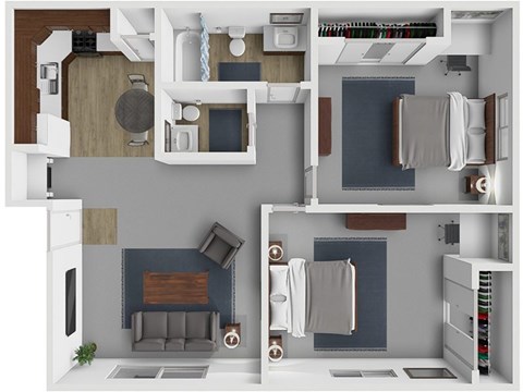 Floor plan for 2 beds, 1.5 baths, 850 sqft