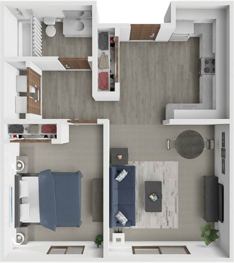 Floor plan for 1 bed, 1 bath, 540 sqft