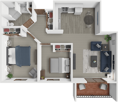 Floor plan for 2 beds, 1 bath, 815 sqft