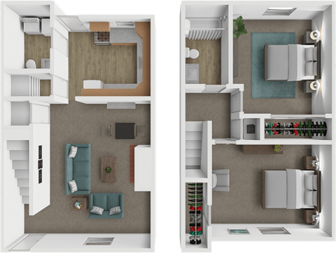 Floor plan for 2 beds, 1.5 baths, 900 sqft