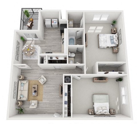 Floor plan for 2 beds, 1.5 baths, 1062 sqft