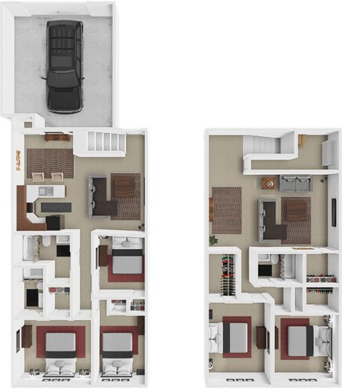 Floor plan for 5 beds, 3 baths, 2300 sqft