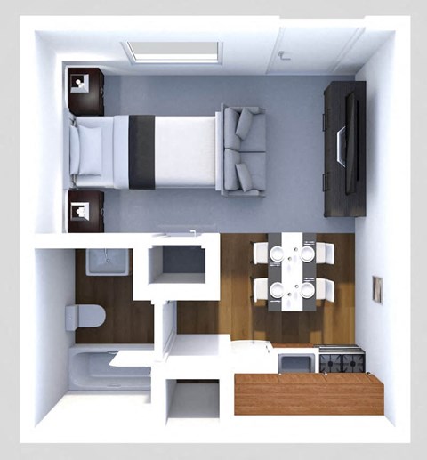 Floor plan for studio, 1 bath, 336 sqft