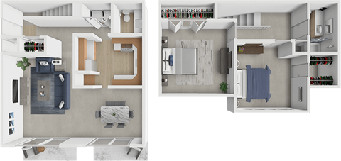 Floor plan for 2 beds, 1.5 baths, 1135 sqft