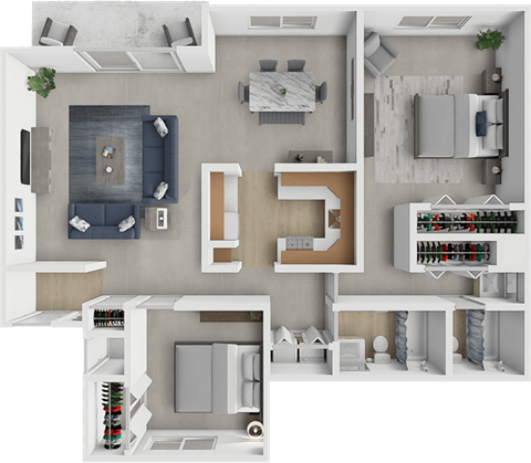 Floor plan for 2 beds, 2 baths, 1493 sqft