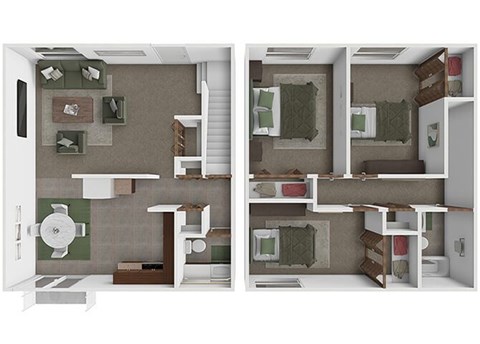 Floor plan for 3 beds, 1.5 baths, 1734 sqft