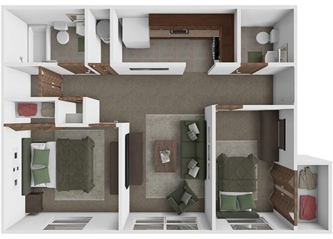 Floor plan for 2 beds, 1.5 baths, 774 sqft