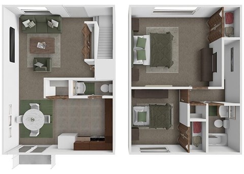 Floor plan for 2 beds, 1.5 baths, 1296 sqft