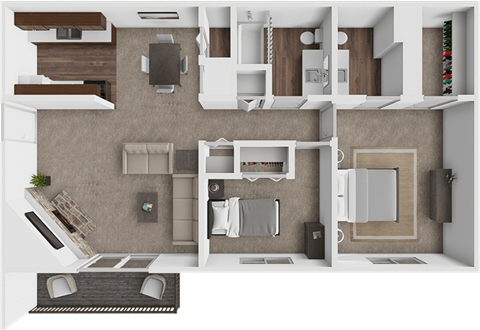 Floor plan for 2 beds, 1.5 baths, 1003 sqft