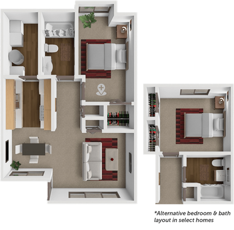 Floor plan for 1 bed, 1 bath, 710 sqft
