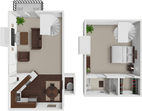 Floor plan for 1 bed, 1 bath, 750 sqft