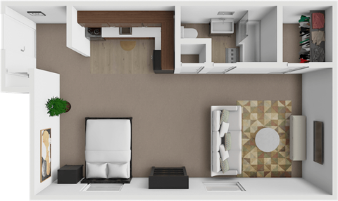 Floor plan for studio, 1 bath, 470 sqft