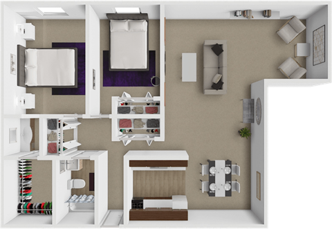 Floor plan for 2 beds, 1 bath, 1560 sqft
