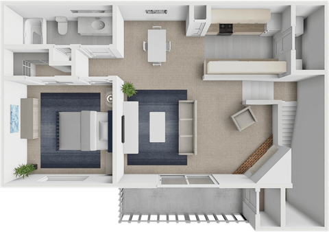 Floor plan for 1 bed, 1 bath, 854 sqft