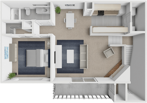 Floor plan for 1 bed, 1 bath, 810 sqft